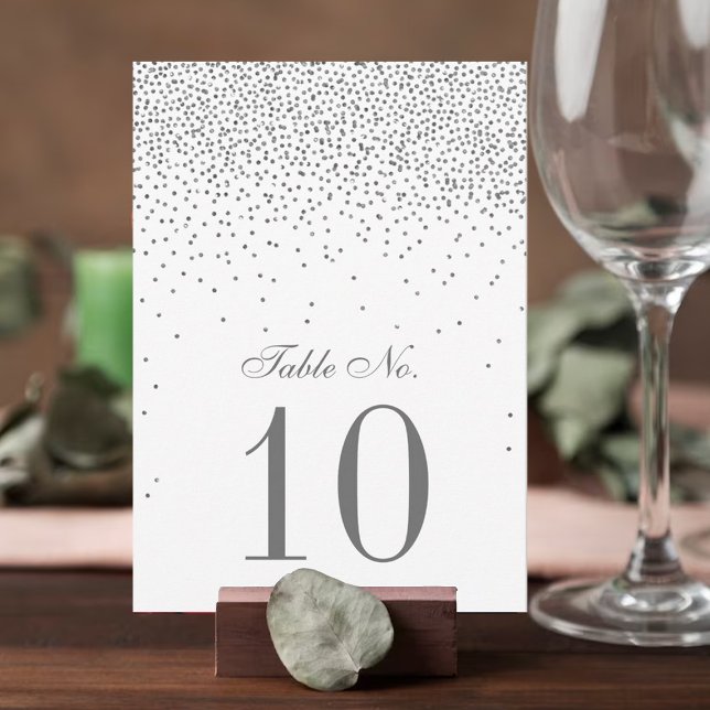 Vintag Glam Silver Confetti Wedding Tischnummer (Von Creator hochgeladen)