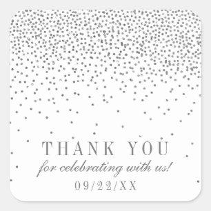Vintag Glam Silver Confetti Wedding Vielen Dank Quadratischer Aufkleber