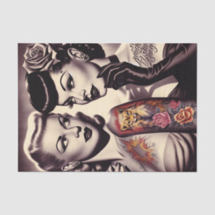 Vintag Glam Tattoo Pinups Seidenpapier