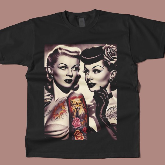 Vintag Glam Tattoo Pinups T-Shirt (Von Creator hochgeladen)