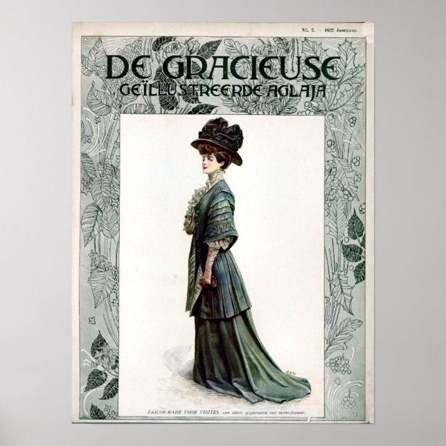 Vintag Glamour Lady Fashion Illustration Poster (Vorne)