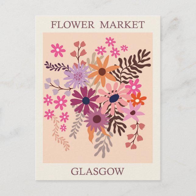 Vintag Glasgow Scotland Blume Travel Postkarte (Vorderseite)