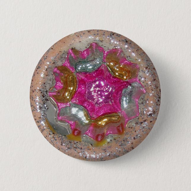 Vintag Glass Weihnachtsball Candy Pink Jewel Button (Vorderseite)