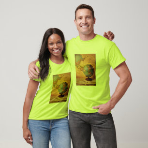 Vintag Globe und World Map T - Shirt