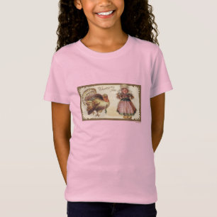 Vintag glückliche Erntedankfreunde, Pilgrim Pink T-Shirt