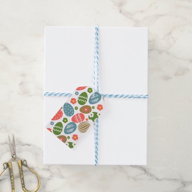 Vintag glückliche Osterblüten Geschenkanhänger (Mit Garn)