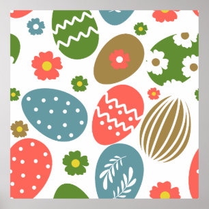 Vintag glückliche Osterblüten Poster