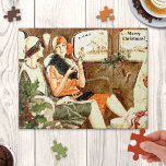 Vintag Going Zuhause für das Weihnachtspuzzle Puzzle<br><div class="desc">Puzzle mit einem Vintagen Deko-Bild von zwei Frauen,  die Zuhause zu Weihnachten fahren,  mit einem Auto voller Geschenkpakete.</div>