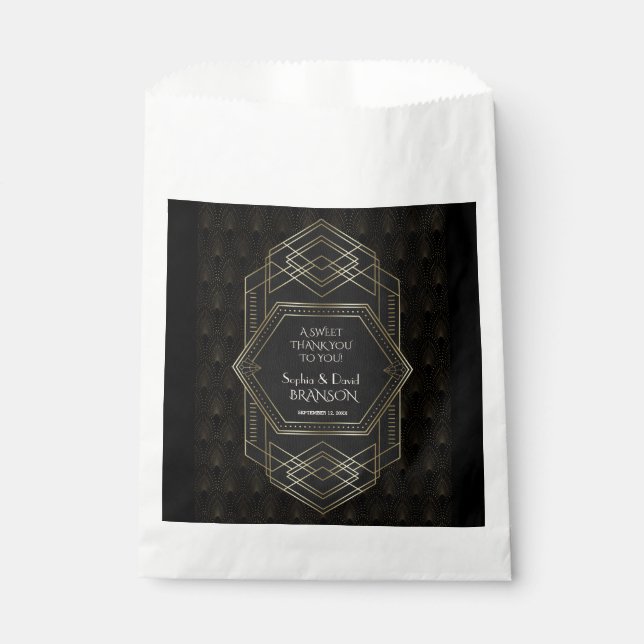 Vintag Gold Art Deco Wedding DANK Geschenktütchen (Vorderseite)