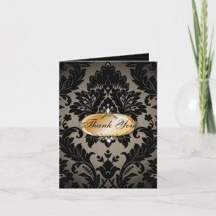 Vintag Gold Black Damask Hochzeit danke