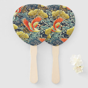 Vintag Gold Blue Japanisch Kimono Blume Fächer