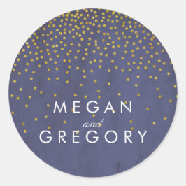 Vintag Gold Confetti Navy Hochzeit Runder Aufkleber