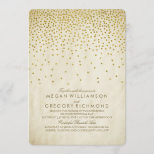 Vintag Gold Confetti Wedding Einladung