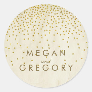 Vintag Gold Confetti Wedding Runder Aufkleber