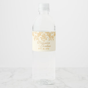 Vintag Gold Damask Wasserflaschenetikett