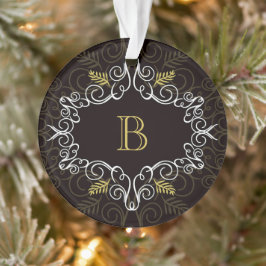 Vintag Gold Deko Foliage Monogram Foto Weihnachten Ornament