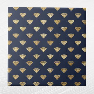 Vintag Gold Diamond Art Deco Navy Blue Fliese