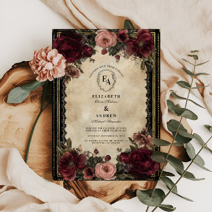 Vintag Gold Filigree und Crimson Petals Einladung
