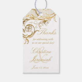 Vintag Gold Floral Damask Hochzeit Danke Geschenkanhänger