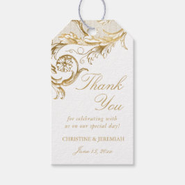 Vintag Gold Floral Damask Name Wedding Vielen Dank Geschenkanhänger