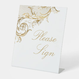 Vintag Gold Floral Damask Wedbook Sockelschild