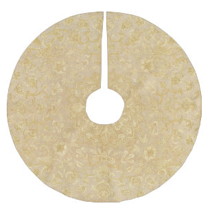 Vintag Gold Floral Medallion Weihnachtsbaumrock Polyester Weihnachtsbaumdecke