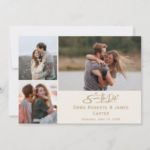 Vintag Gold Foto Save the Date Card