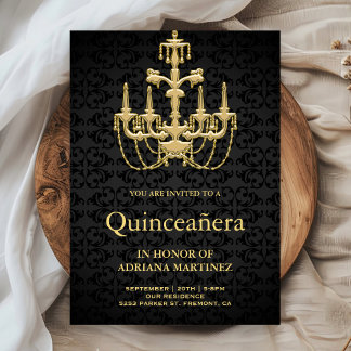 Vintag Gold Kronleuchter 15. Geburtstag Quinceaner Einladung