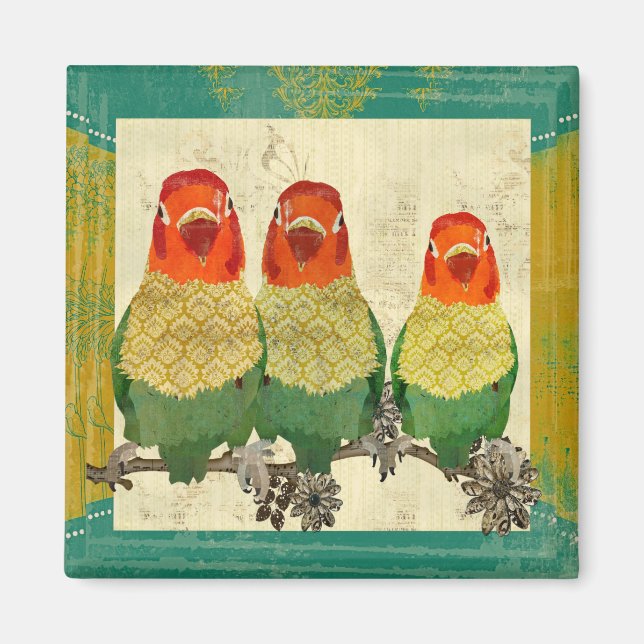 Vintag Gold Love Birds Magnet (Vorne)