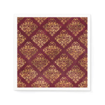 Vintag Gold Maroon Damask Muster