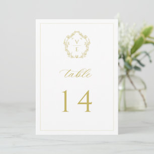 Vintag Gold Monogram Wappen Wedding Tischnummer