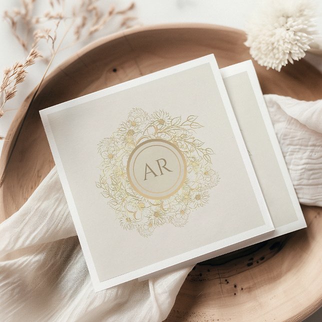 Vintag Gold Monogram Wedding Serviette (Von Creator hochgeladen)