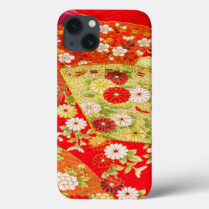 Vintag Gold Red White Japanisch Kimono Floral Case-Mate iPhone Hülle