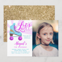 Vintag Gold Roller Skaten Birthday Party Foto