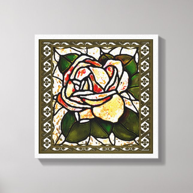 Vintag Gold Rose Art Deco Leinwanddruck (Vorderseite)