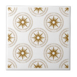 Vintag Gold Sternexplosion Medallion Gemustert Fliese<br><div class="desc">Mitte des Jahrhunderts moderne inspirierte geometrische Muster Vintager goldener Sternexplosionen, die sich jeweils in einem funkelnd, kostenfreien Medaillon zentrieren; eine moderne Drehung über ein Retro-Design. Einfaches, sauberes modernes Design in einer Farbe in Gold und Weiß. Erstellen Sie Ihr eigenes benutzerdefiniertes Muster, indem Sie ein neues Bild hochladen, oder wenden Sie...</div>