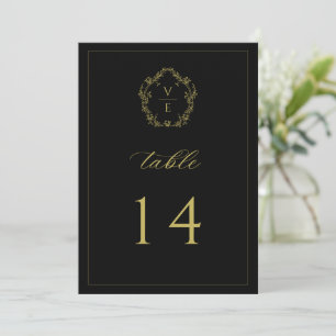 Vintag Gold Wappen Black Wedding Tischnummer