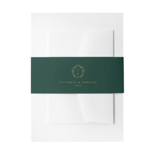 Vintag Gold Wappen Monogram Emerald Wedding Einladungsbanderole