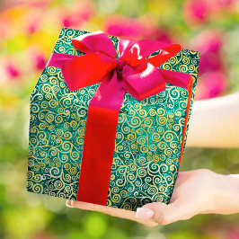 Vintag Gold Wirbel Muster Luxury Boho Jade Green Geschenkpapier