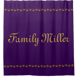 Vintag Golden Crown & Lily Border + Ihre Ideen Duschvorhang