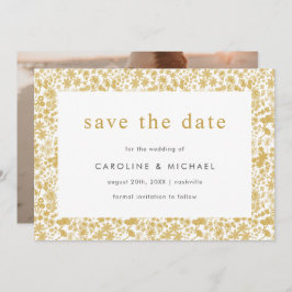 Vintag Golden Ditzy Floral Wedding Save The Date