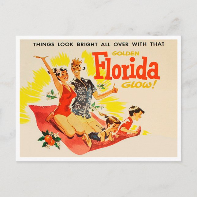 Vintag Golden Florida Glow Travel Postkarte (Vorderseite)