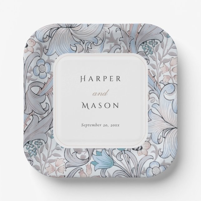 Vintag Golden Lilies William Morris Wedding Pappteller (Vorderseite)