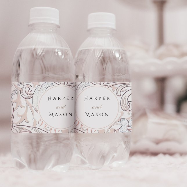 Vintag Golden Lilies William Morris Wedding Wasserflaschenetikett (Von Creator hochgeladen)