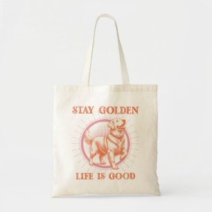 Vintag Golden Retriever Bleibe Goldenes Leben Tragetasche