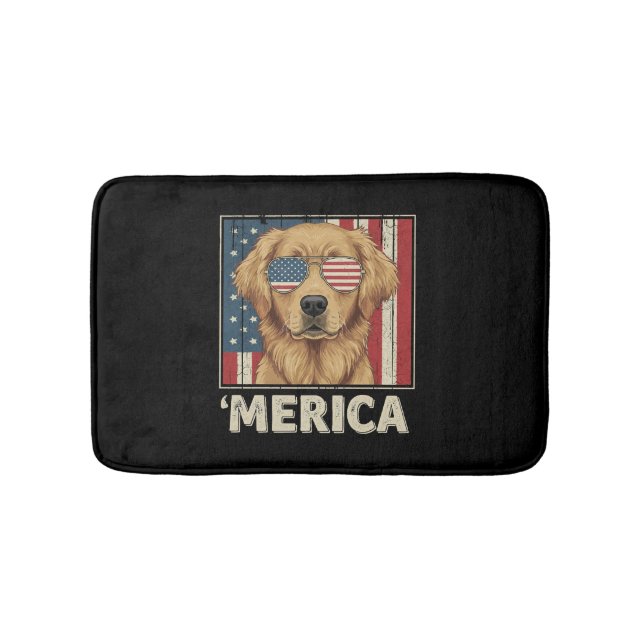 Vintag Golden Retriever "Merica Flag Badematte (Vorderseite)