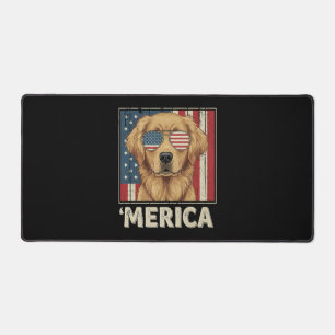 Vintag Golden Retriever "Merica Flag Schreibtischunterlage
