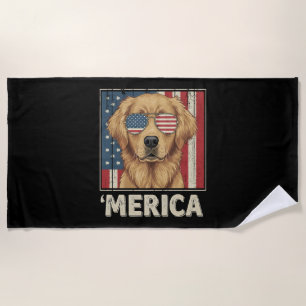 Vintag Golden Retriever "Merica Flag Strandtuch