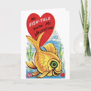Vintag Goldfish Valentine Feiertagskarte