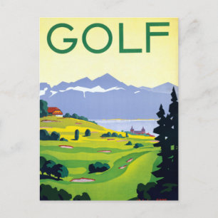 Vintag Golf Lausanne Schweiz Reisen Postkarte